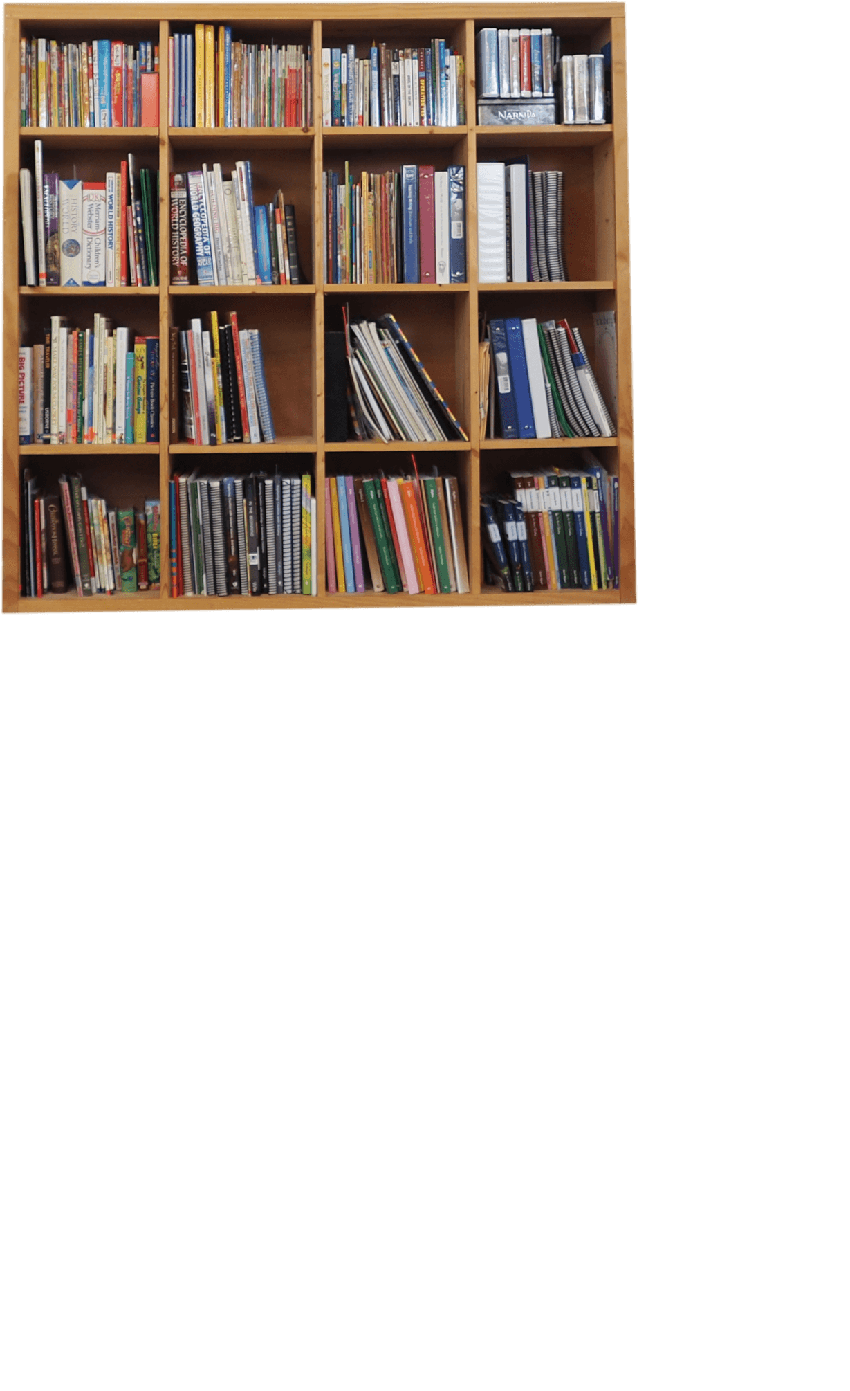 Bookcase filled with homeschooling books